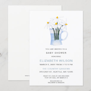 Cute Watercolor Daisy Geslacht Onzijdige Baby Show Kaart
