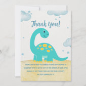 Cute Watercolor Dinosaur Baby shower Bedankkaart (Voorkant)