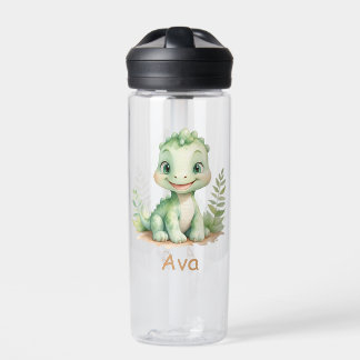 Cute Watercolor Dinosaur Personalized Kids Waterfles