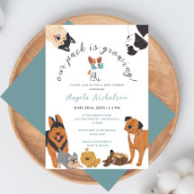 Cute Watercolor Dogs Dusty Blue Baby Boy Shower