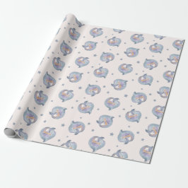 Cute Watercolor Dolphin and Stars Seamless Pattern Cadeaupapier