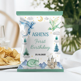 Cute Watercolor Dragon Birthday Chip Bag Wrapper Flyer