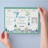 Cute Watercolor Dragon Birthday Chip Bag Wrapper Flyer (Hand)