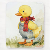 Cute Watercolor Duck In Overalls Muismat (Voorkant)