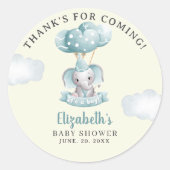  Cute Watercolor Elephant Baby Shower Boy Ronde Sticker (Voorkant)