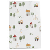 Cute Watercolor Farm Pattern Medium Cadeauzakje (Voorkant)