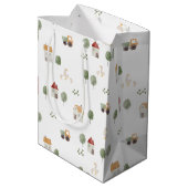 Cute Watercolor Farm Pattern Medium Cadeauzakje (Achterkant Gekanteld)
