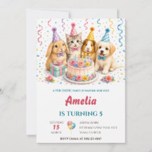 Cute Watercolor Feest Dieren Pastel Taart Verjaard