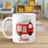 Cute Watercolor Fire Truck Personalized Koffiemok
