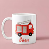 Cute Watercolor Fire Truck Personalized Koffiemok