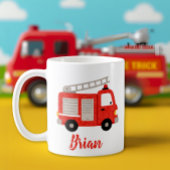Cute Watercolor Fire Truck Personalized Koffiemok
