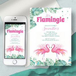 Cute Watercolor Flamingo Verjaardagsfeestje Kaart