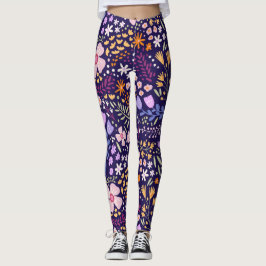 Cute Watercolor Floral Blooming Spring Custom Name Leggings
