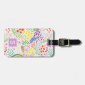 Cute Watercolor Floral Blooming Spring Monogram Bagagelabel (Voorkant horizontaal)