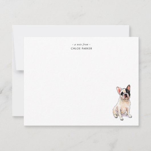 Cute watercolor French Bulldog Custom Flat Bedankkaart (Voorkant)