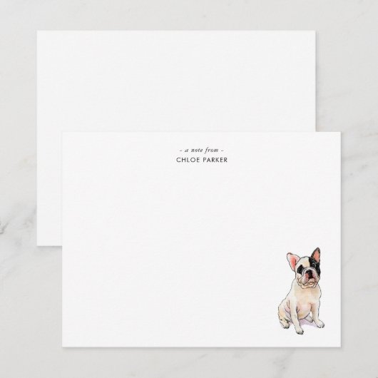 Cute watercolor French Bulldog Custom Flat Bedankkaart (Voorkant / Achterkant)