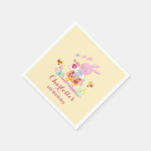 Cute Watercolor Garden Bunny Yellow Kids Birthday Servet (Hoek)