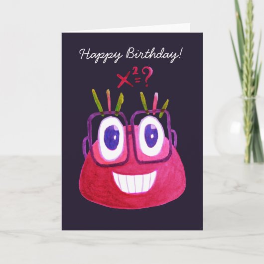 Cute Watercolor Geek Candy Character Math Birthday Kaart (Voorkant)