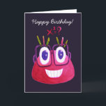 Cute Watercolor Geek Candy Character Math Birthday Kaart<br><div class="desc">Cute math birthday card with a watercolor drawing of a geeky pink candy character with eyeglasses who loves mathematics and particularly equation solving. This mathematician birthday card has a greeting with customizable text "Happy birthday!" This cute algebra design will also make a great geek birthday card for clever kids who...</div>