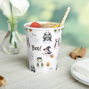 Cute Watercolor Geest Kostuum Kinderen Halloween F Papieren Bekers