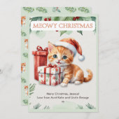 Cute Watercolor Ginger Kitten Custom Christmas Feestdagenkaart (Voorkant / Achterkant)