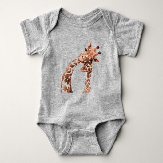 Cute Watercolor Giraffe Animal  Baby Bodysuit (Voorkant)