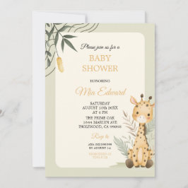 Cute Watercolor Giraffe Baby Shower Design Kaart