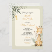 Cute Watercolor Giraffe Baby Shower Design Kaart (Voorkant / Achterkant)