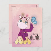 Cute Watercolor Giraffe Briefkaart (Voorkant / Achterkant)