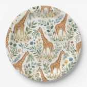 Cute Watercolor Giraffe Pattern Papieren Bordje (Voorkant)