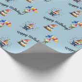 Cute Watercolor Gnome Birthday Celebration Cadeaupapier (Hoek)