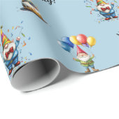 Cute Watercolor Gnome Birthday Celebration Cadeaupapier (Rol Hoek)