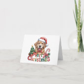Cute Watercolor Golden Retriever Christmas Feestdagen Kaart (Voorkant)
