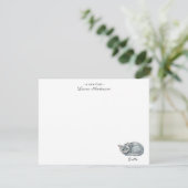 Cute watercolor grey cat personalized flat  bedankkaart (Staand voorkant)