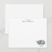 Cute watercolor grey cat personalized flat  bedankkaart (Voorkant / Achterkant)