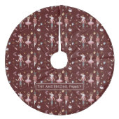 Cute Watercolor Hand Drawn Nutcracker Illustration Fleece Kerstboom Rok (Voorkant)