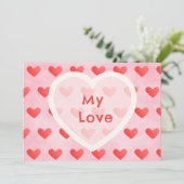 Cute Watercolor Heart Valentine Card (Staand voorkant)