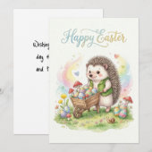 Cute Watercolor Hedgehog Easter Feestdagenkaart (Voorkant / Achterkant)