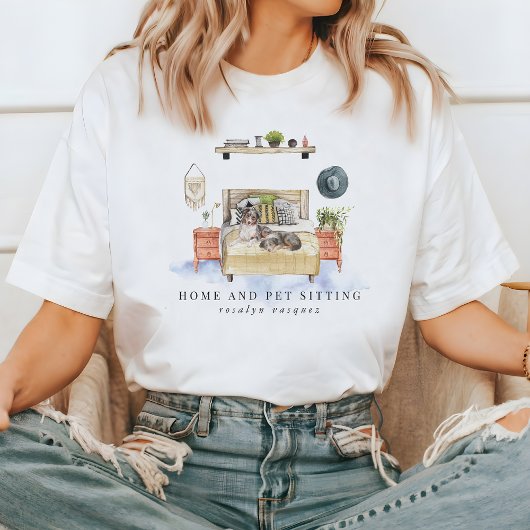 Cute Watercolor Home and Pet Sitting Services T-shirt