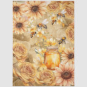 Cute Watercolor Honey Bees & Sunflowers Parchment  Tissuepapier (Voorkant)