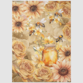 Cute Watercolor Honey Bees & Sunflowers Parchment  Tissuepapier