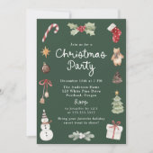 Cute Watercolor Illustrations Christmas Party Kaart (Voorkant)