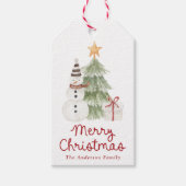 Cute Watercolor Illustrations Merry Christmas Cadeaulabel (Voorkant)