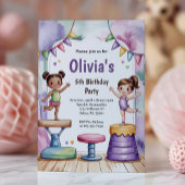 Cute Watercolor Kids Gymnastics Birthday  Kaart