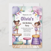 Cute Watercolor Kids Gymnastics Birthday  Kaart (Voorkant)