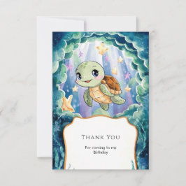 Cute Watercolor Kinderen Schildpad Verjaardag Bedankkaart