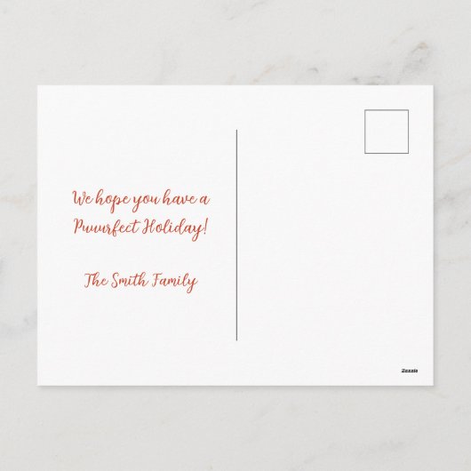 Cute Watercolor Kitten Prettig Kerstfeest Feestdagenkaart (Achterkant)