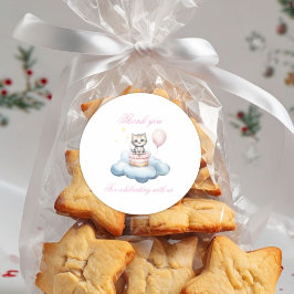 Cute watercolor Kitten thank you  Ronde Sticker