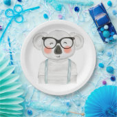 Cute Watercolor Koala with Glasses Papieren Bordje (Feest)