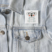 Cute Watercolor Koala with Glasses Vierkante Button 5,1 Cm (In situ)